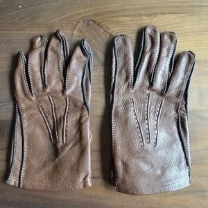Imported Capeskin Gloves Brown Stitched Driving Vintage Leather Size 9 Unlined